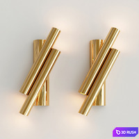Two oblique rods wall 3D Model Vray