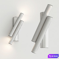 Two oblique rods wall 3D Model Vray