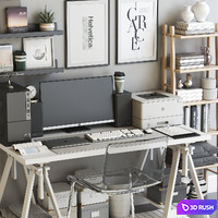 IKEA office workplace 66 3D Model Vray, Corona