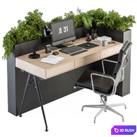 Office Furniture - employee Set 24 3D Model Vray, Corona