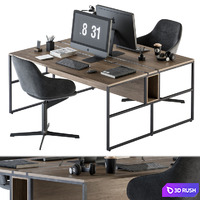 Office Furniture - employee Set 26 3D Model Vray, Corona