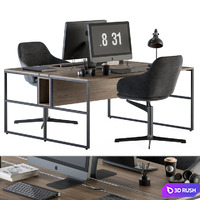 Office Furniture - employee Set 26 3D Model Vray, Corona