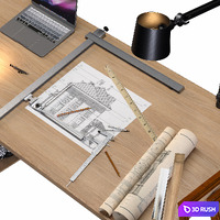Decorative set of art workshop 3D Model Corona