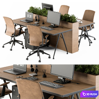 Office Furniture - employee Set 29 3D Model Vray, Corona