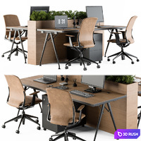 Office Furniture - employee Set 29 3D Model Vray, Corona