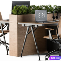 Office Furniture - employee Set 29 3D Model Vray, Corona