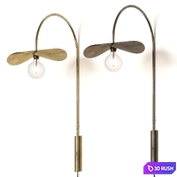 Madam Stoltz Metal Aged Brass &amp; Bronze Wall Lamp 3D Model Vray, Corona