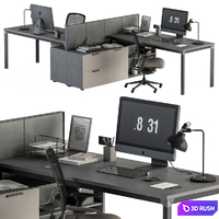 Employee Set Brown and Black - Office Furniture 254 3D Model Vray, Corona