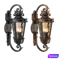 Marseille Rustic Industrial Outdoor Wall Light 3D Model Vray