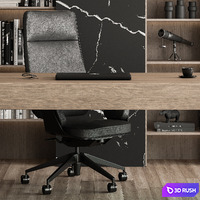 Boss Desk Set - Office Furniture 411 3D Model Vray, Corona