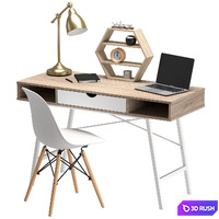 Workplace 3D Model Vray, Corona