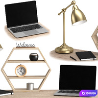 Workplace 3D Model Vray, Corona