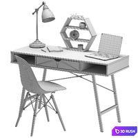 Workplace 3D Model Vray, Corona