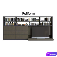 POLIFORM VARENNA SISTEMI GIORNO WALL SYSTEM 11 3D Model Corona