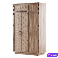 Wooden cupboard from rattan 3D Model Corona