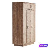 Wooden cupboard from rattan 3D Model Corona