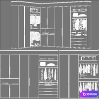 Wardrobe modern 5 3D Model Vray, Corona