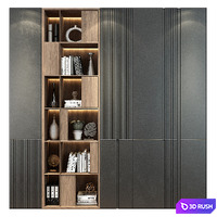 Modern luxury wooden bookshelf GHS-2381 3D Model Vray
