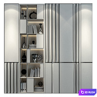 Modern luxury wooden bookshelf GHS-2381 3D Model Vray