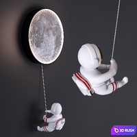 Astronaut And Moon Light Fixture 3D Model Corona