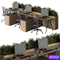 Employee Set - Office Furniture 488 3D Model Vray, Corona