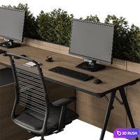 Employee Set - Office Furniture 488 3D Model Vray, Corona