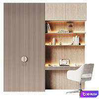 Compact workplace area with embossed panels 3D Model Vray, Corona