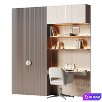 Compact workplace area with embossed panels 3D Model Vray, Corona