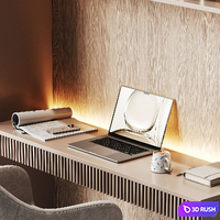 Compact workplace area with embossed panels 3D Model Vray, Corona