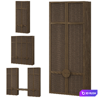 Wardrobe furniture set rattan 3D Model Vray, Corona