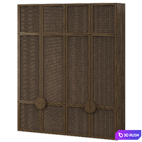 Wardrobe furniture set rattan 3D Model Vray, Corona