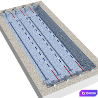 Swimming pool with paths 3D Model Vray, Corona