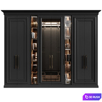 Modular wardrobe in neoclassical style 10 3D Model Vray, Corona