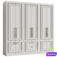 Modular wardrobe in neoclassical style 11 3D Model Vray, Corona