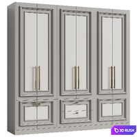Modular wardrobe in neoclassical style 11 3D Model Vray, Corona