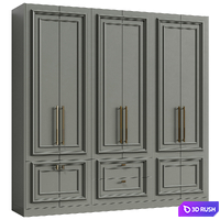 Modular wardrobe in neoclassical style 11 3D Model Vray, Corona
