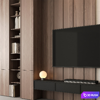 TV Wall Wooden - Set 159 3D Model Vray, Corona