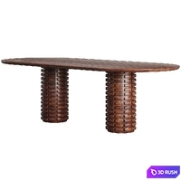 Toron Oval Mahogany Wood Dining Table 3D Model Corona