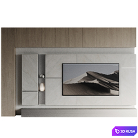 TV wall set 01 3D Model Vray, Corona