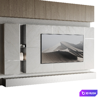 TV wall set 01 3D Model Vray, Corona