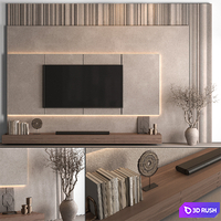 TV Wall Concrete - Set 161 3D Model Vray, Corona