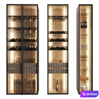 Set of display cases of different widths_2 3D Model Corona