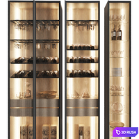 Set of display cases of different widths_2 3D Model Corona