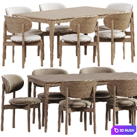 Re volve Chair, Rectangular dining table 3D Model Vray, Corona