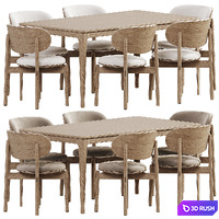 Re volve Chair, Rectangular dining table 3D Model Vray, Corona