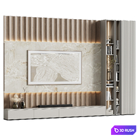 TV wall in a modern minimalist style with decor 15 3D Model Vray, Corona