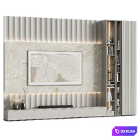 TV wall in a modern minimalist style with decor 15 3D Model Vray, Corona