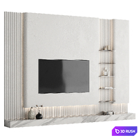 Tv Wall Set 003 KM 3D Model Corona