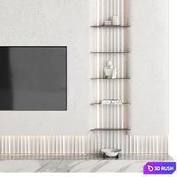 Tv Wall Set 003 KM 3D Model Corona