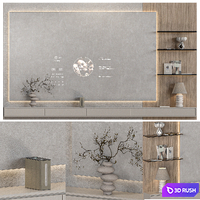TV Wall with Sony Xperia Touch Projector 3D Model Vray, Corona